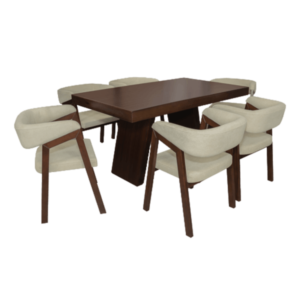 Juego de Comedor 6P MX Muebles FLORENCIA-MD/YP093-1 | Crema